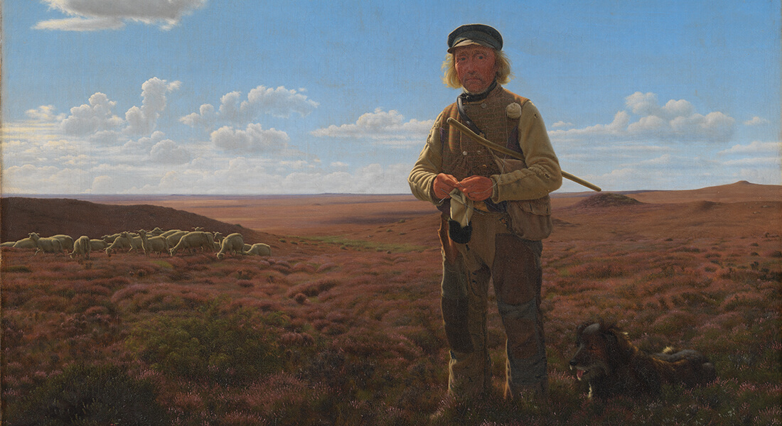 A Jutland Shepherd on the Heath. Painting: Frederik Vermehren A Jutland Shepherd on the Heath. Painting: Frederik Vermehren